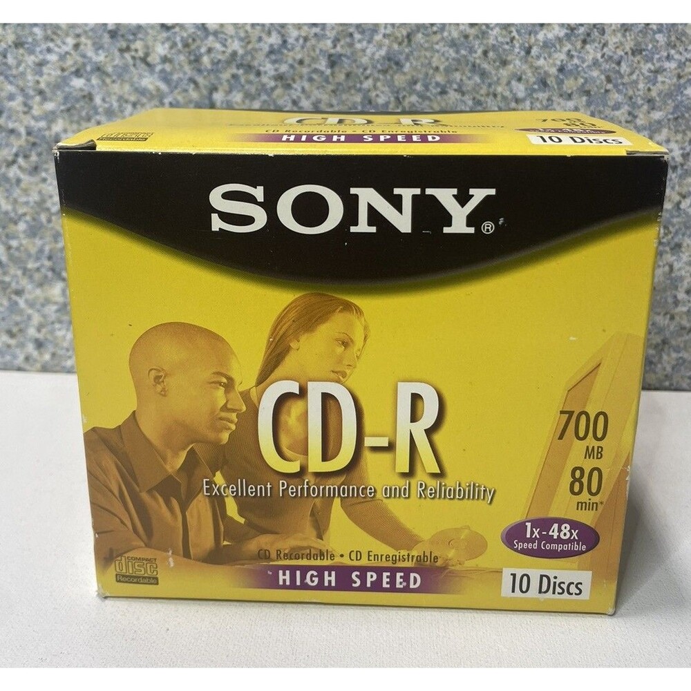 SONY CD-R, 10 Pack w Slim Jewel Cases, 70 MB, 80 Min, Recordable , High Speed
